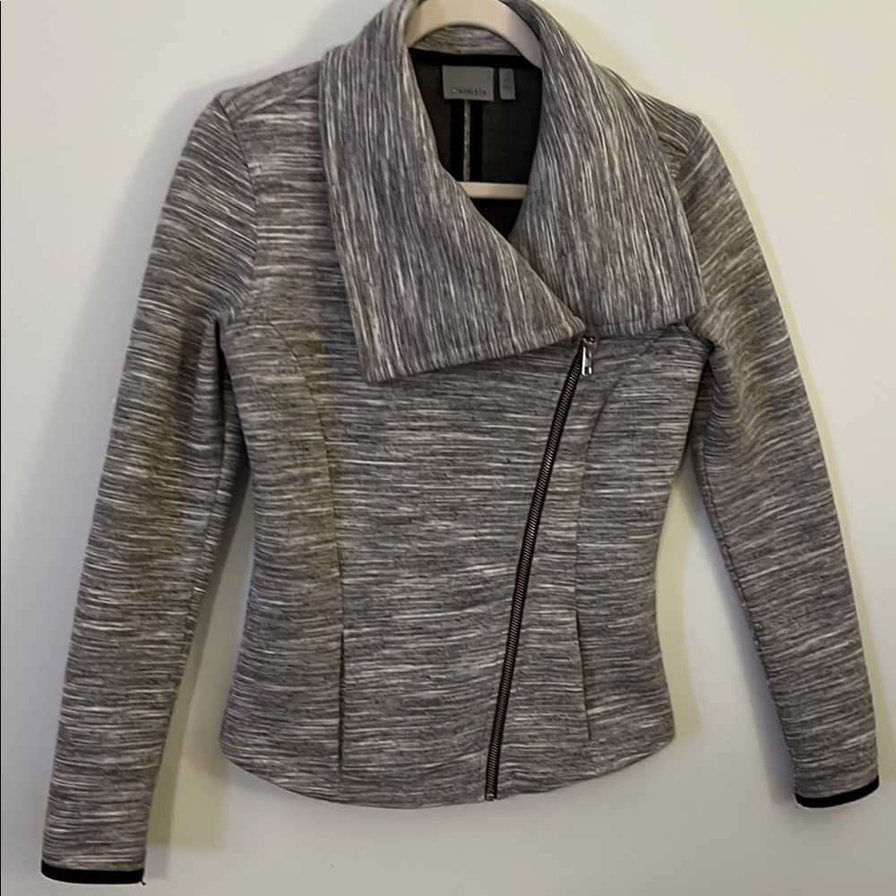 Athleta Gray Asymmetrical Zip Athletic Jacket Size XS Space Dye Moto Style - Picture 4 of 9